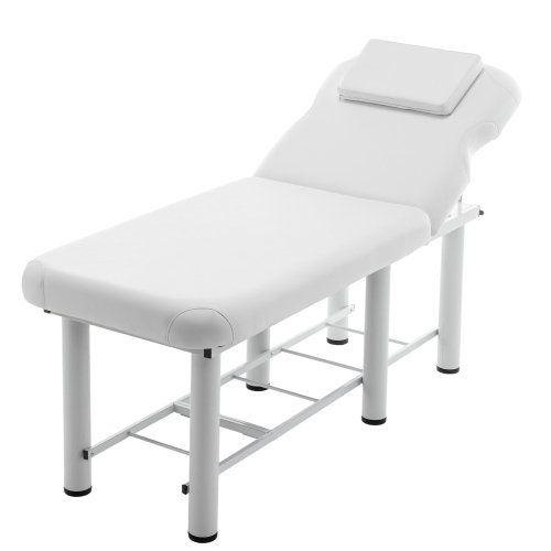 Professioanl Massage Table , Backrest Adjustable, Removable Headrest, Bottom Shelf Storage , Memory Foam Layer Salon Bed,White