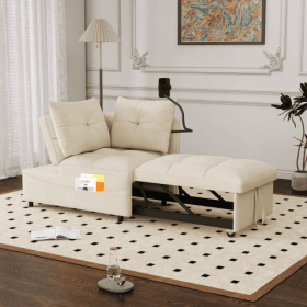 1 Versatile Foldable Sofa Bed In 3 Lengths, Modern Sofa Sofa Sofa Velvet Pull-out Bed, Loveseat Sofa Adjustable Back And With USB Port And Swivel (Color: Beige)