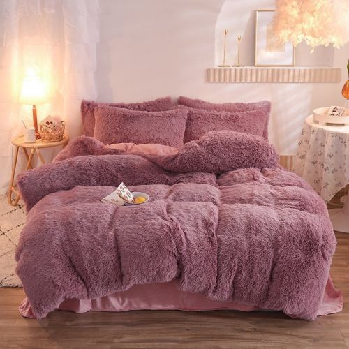 Luxury Thick Fleece Duvet Cover Queen King Winter Warm Bed Quilt Cover Pillowcase Fluffy Plush Shaggy Bedclothes Bedding Set Winter Body Keep War