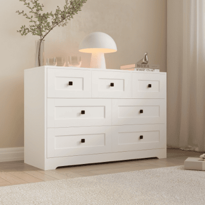 Chest Of Drawer With  White Color Farm Door