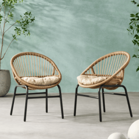 EDGAR CHAIR SET OF 2 (Option: BrownBeige)