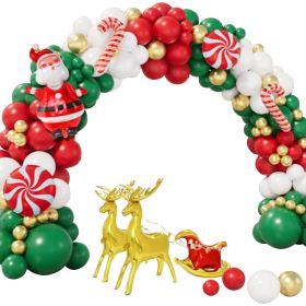 Xmas Balloon Garland Arch Kit Metallic Gold Green Red White Xmas Balloons Decorations for New Year (Option: as picture)