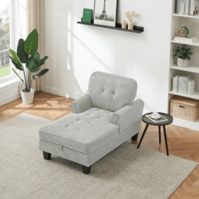 Chaise Lounge Indoor Sleeper Sofa Bed Chair Upholstered Lounge Chair For Bedroom Living Room With Rivets (Option: GrayBeige)