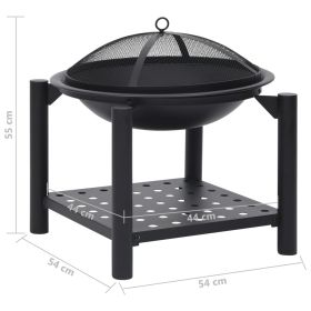 vidaXL Fire Pit with Poker 21.3"x21.3"x21.7" Steel (Option: as picture)