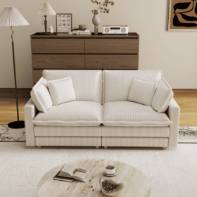 Modular Sectional Sofa,Deep Seat Couch For Living Room , 4 Pillow, Modern L-Shaped Sofa For Living Room Bedroom Apartment (Color: Beige)