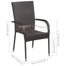 vidaXL 7 Piece Garden Dining Set Brown (Option: as picture)