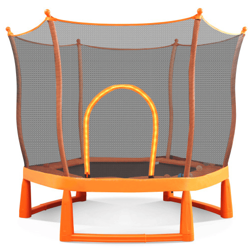 6FT Toddlers Trampoline With Safety Enclosure Net And Ocean Balls, Fully Protected Indoor Trampoline And Ball Pit Balls For Kids, Easy Assembly L