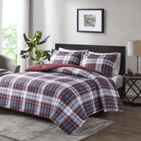 Scotchgard Down  All Season Comforter Set (Option: Brown red-King)