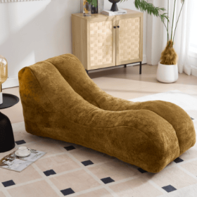 Creative Bean Bag Sofa Chair For Adults Filled With High-quality Sponge That Is Plump And Elastic Fitting The Curves Of The Human Body And Provid (Color: Brown)