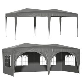 10'x20' EZ Pop Up Canopy Outdoor Portable Party Folding Tent With 6 Removable Sidewalls   Carry Bag (Option: Gray)
