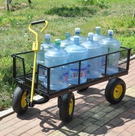 Wagon Cart Garden Truck For Easy Firewood Transport Yellow Black Max Static (Color: Black)
