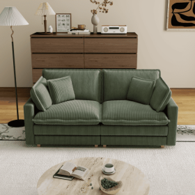 Modular Sectional Sofa,Deep Seat Couch For Living Room , 4 Pillow, Modern L-Shaped Sofa For Living Room Bedroom Apartment (Color: Green)