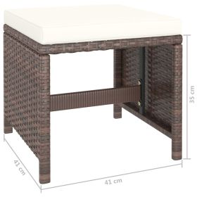 vidaXL 6 Piece Patio Dining Set with Cushions Poly Rattan Brown (Option: as picture)