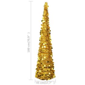 vidaXL Pop-up Artificial Christmas Tree Gold 6 ft PET (Option: as picture)