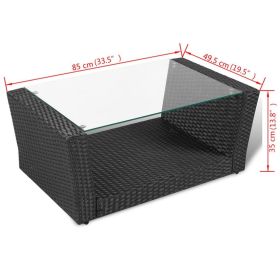 vidaXL 4 Piece Patio lounge set with Cushions Poly Rattan Black (Option: as picture)