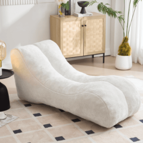 Creative Bean Bag Sofa Chair For Adults Filled With High-quality Sponge That Is Plump And Elastic Fitting The Curves Of The Human Body And Provid (Color: White)