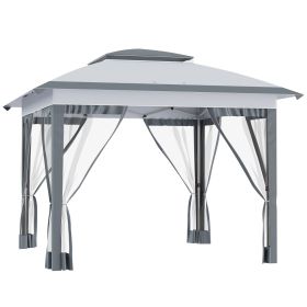 Outsunny 12' X 12' Pop Up Canopy Tent With Netting And Carry Bag, Instant Sun Shelter With 137 Sq.ft (Option: Gray)