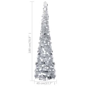 vidaXL Pop-up Artificial Christmas Tree Silver 6 ft PET (Option: as picture)
