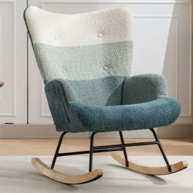 Modern Patchwork Accent Chair With Solid Wood Armrest And Feet, Mid-Century Modern Accent Sofa, Fabric Sofa Chair For Living Room Bedroom Studio, (Option: Green Dark Green)