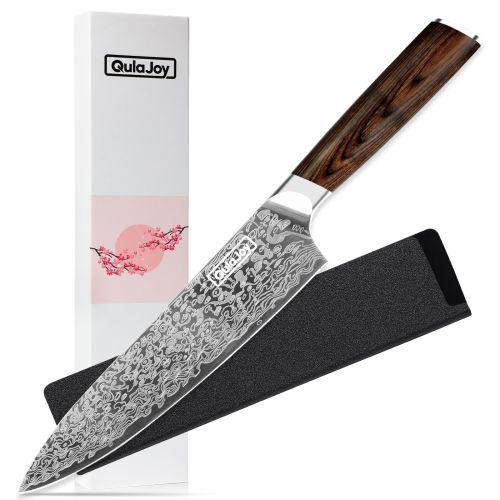 Qulajoy Japanese Chef Knife  Kitchen Knife High Carbon German Steel Cooking Knives Damascus Pattern Japanese Knife With Ergonomic Handle For Home