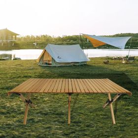 Multi-Function Foldable Wooden Patio Dining Table, Natural - Indoor Outdoor (Option: Natural)